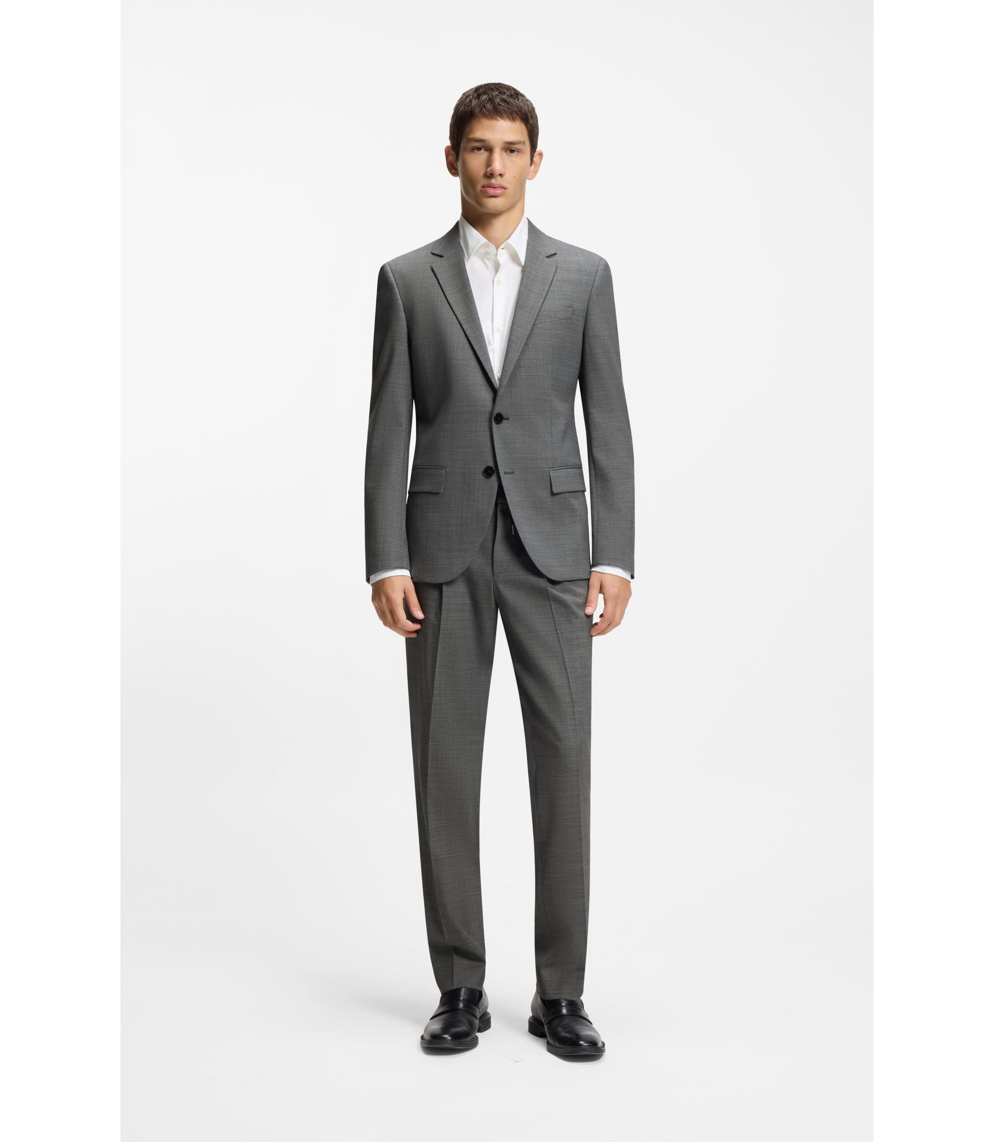 Hugo Slim Fit Trousers In Wool Blend Sharkskin Grey