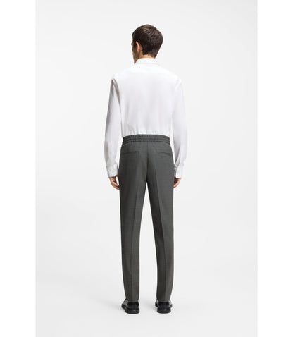 Hugo Slim Fit Trousers In Wool Blend Sharkskin Grey