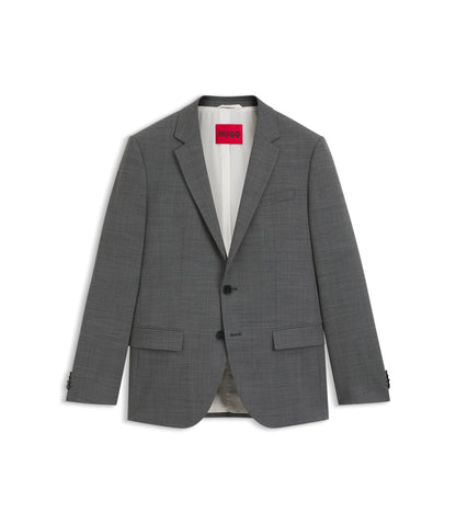 Hugo Slim Fit Jacket In Wool Blend Sharkskin Grey