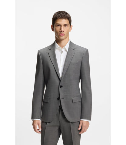 Hugo Slim Fit Jacket In Wool Blend Sharkskin Grey