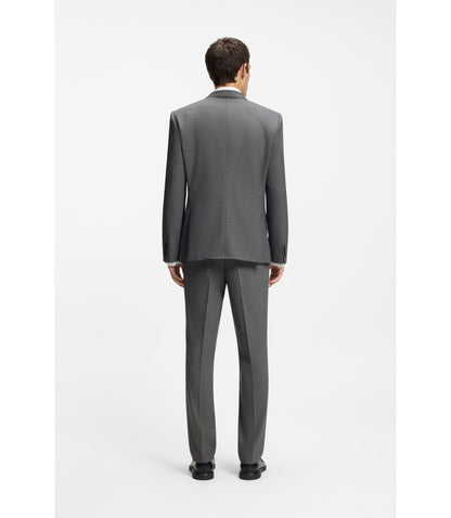 Hugo Slim Fit Jacket In Wool Blend Sharkskin Grey