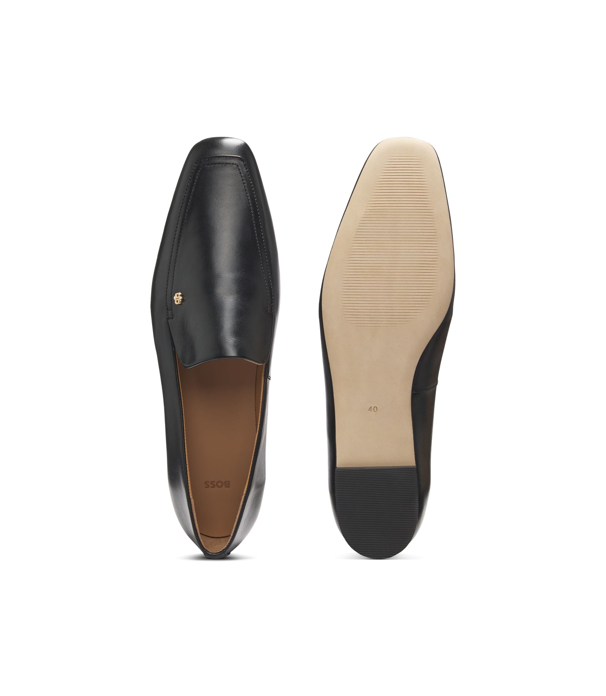 Boss Leather Loafers With Square Toe Black Womens Black