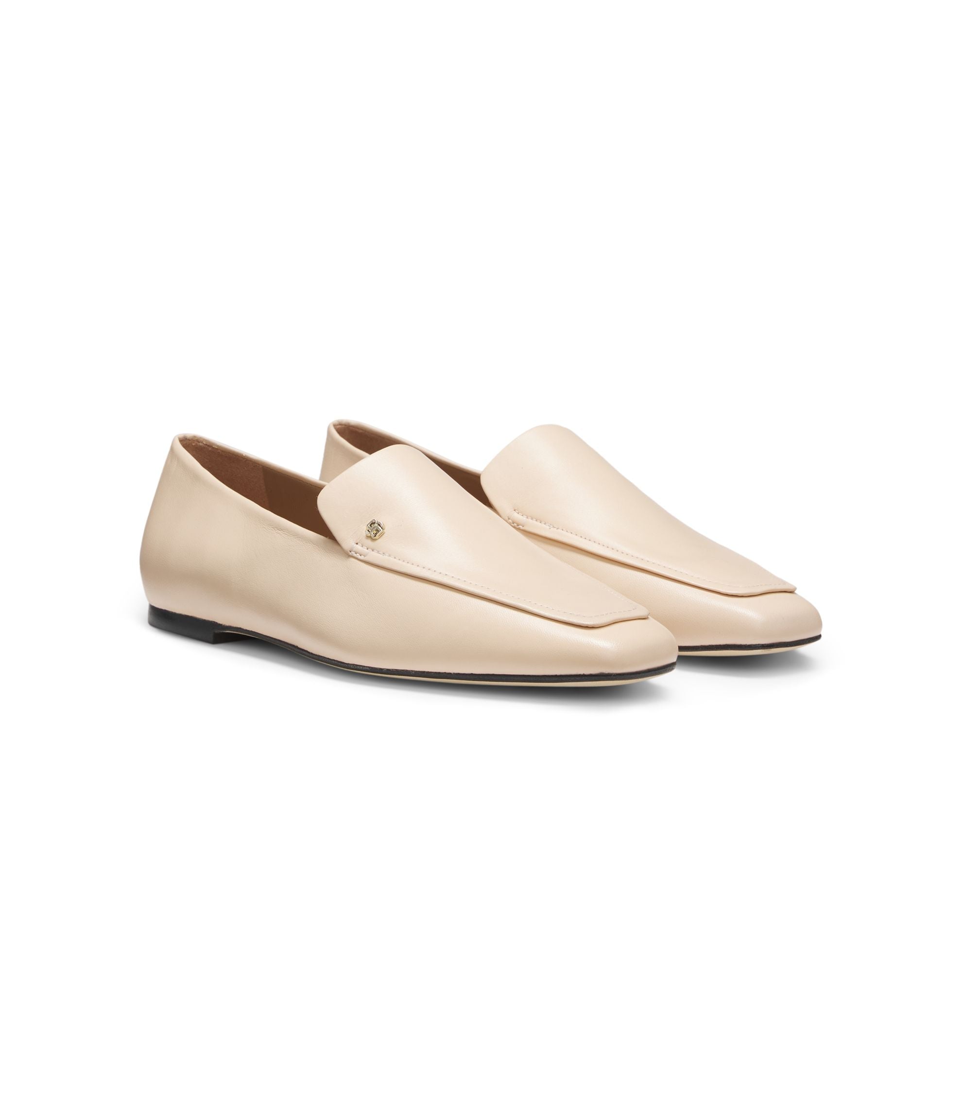 Boss Leather Loafers With Square Toe White Womens White