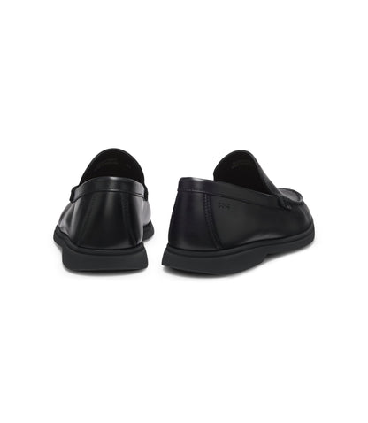 Boss Embossed Logo Moccasins In Leather Black Black
