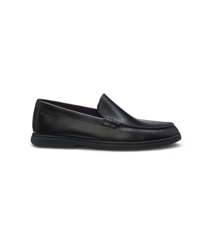 Boss Embossed Logo Moccasins In Leather Black Black