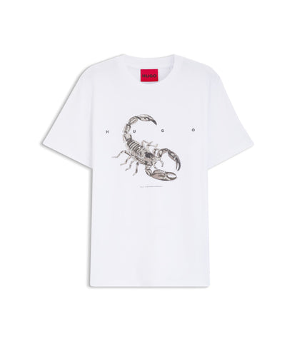 Hugo Cotton Jersey T Shirt With Spaced Out Logo White