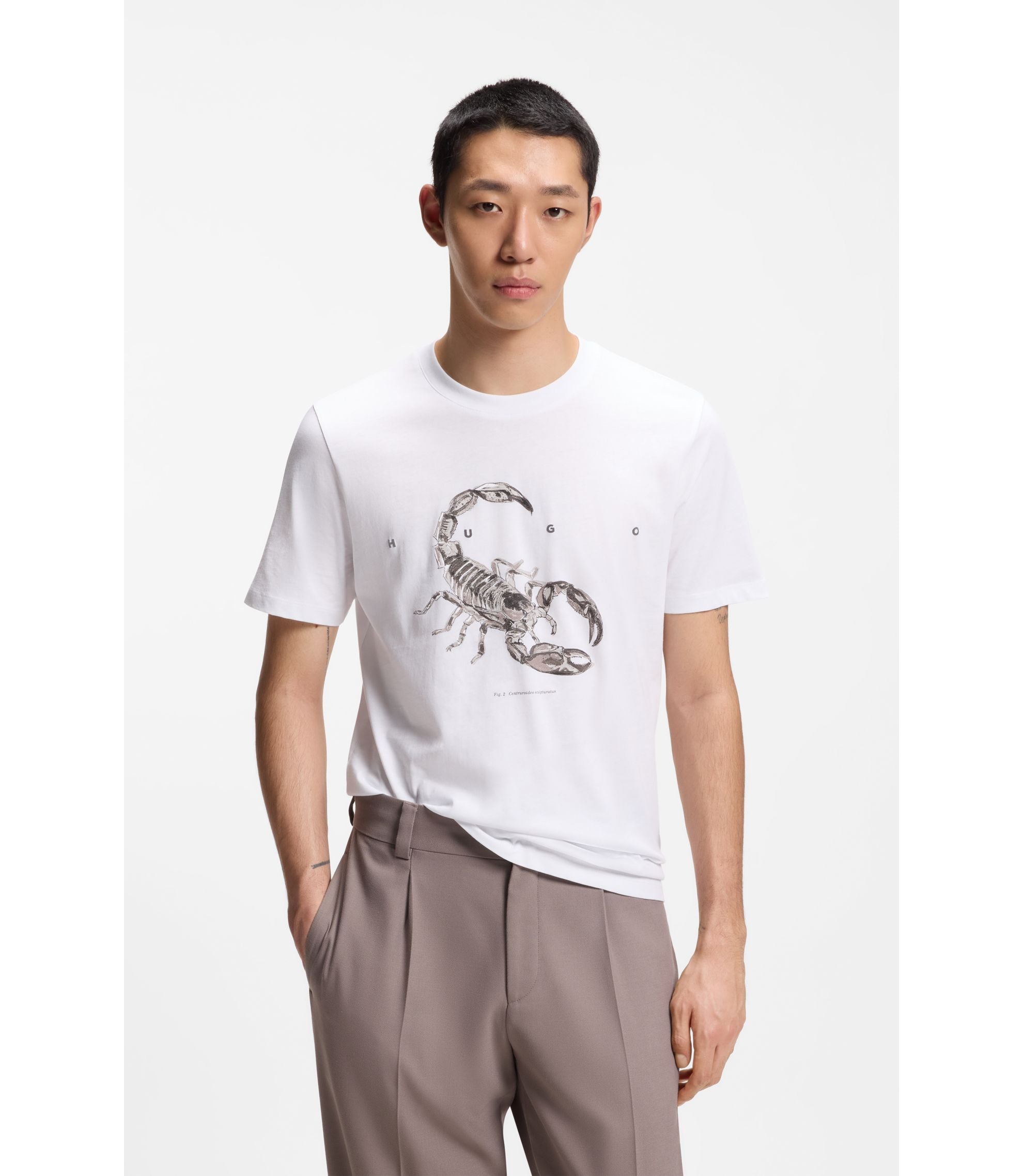 Hugo Cotton Jersey T Shirt With Spaced Out Logo White