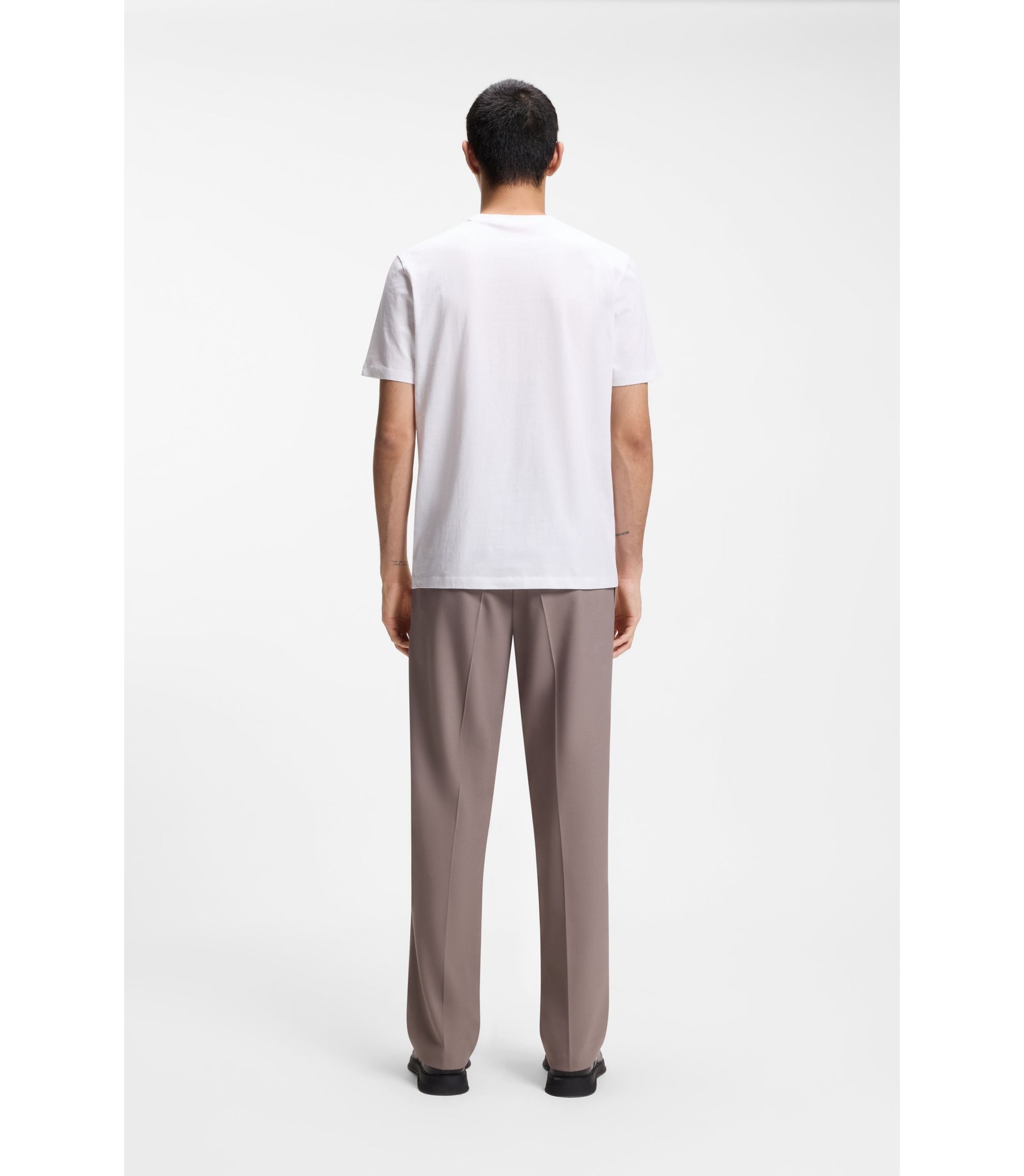 Hugo Cotton Jersey T Shirt With Spaced Out Logo White