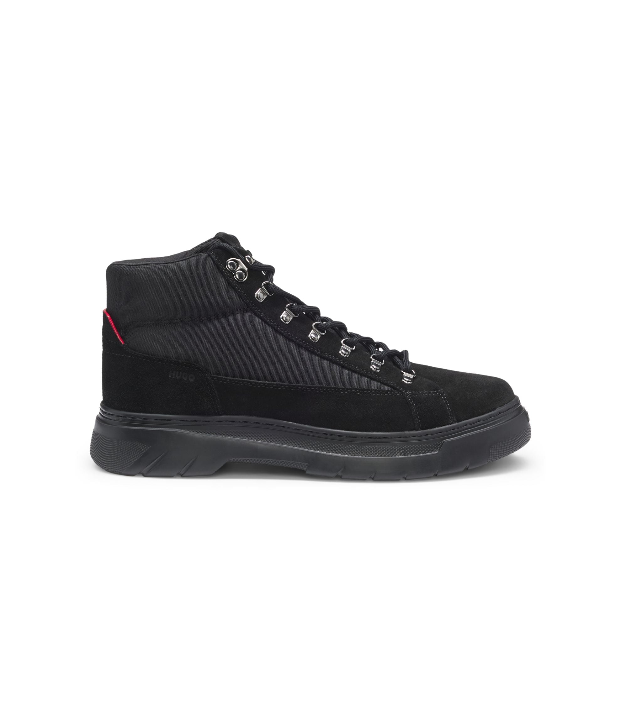 Hugo Canvas Boots With Suede Trims Black Black
