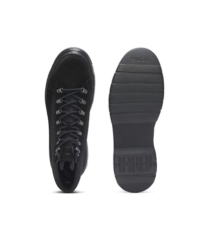 Hugo Canvas Boots With Suede Trims Black Black