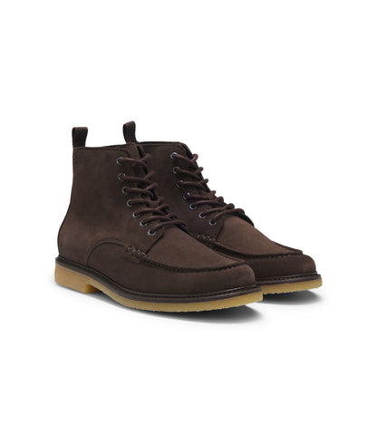 Boss Crepe Outsole Half Boots In Suede Dark Brown Dark Brown