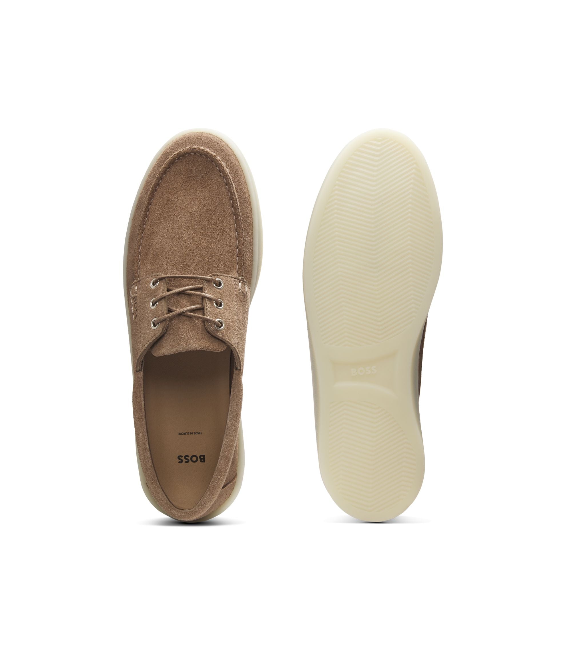 Boss Suede Loafers With Slightly Translucent Sole Beige Beige