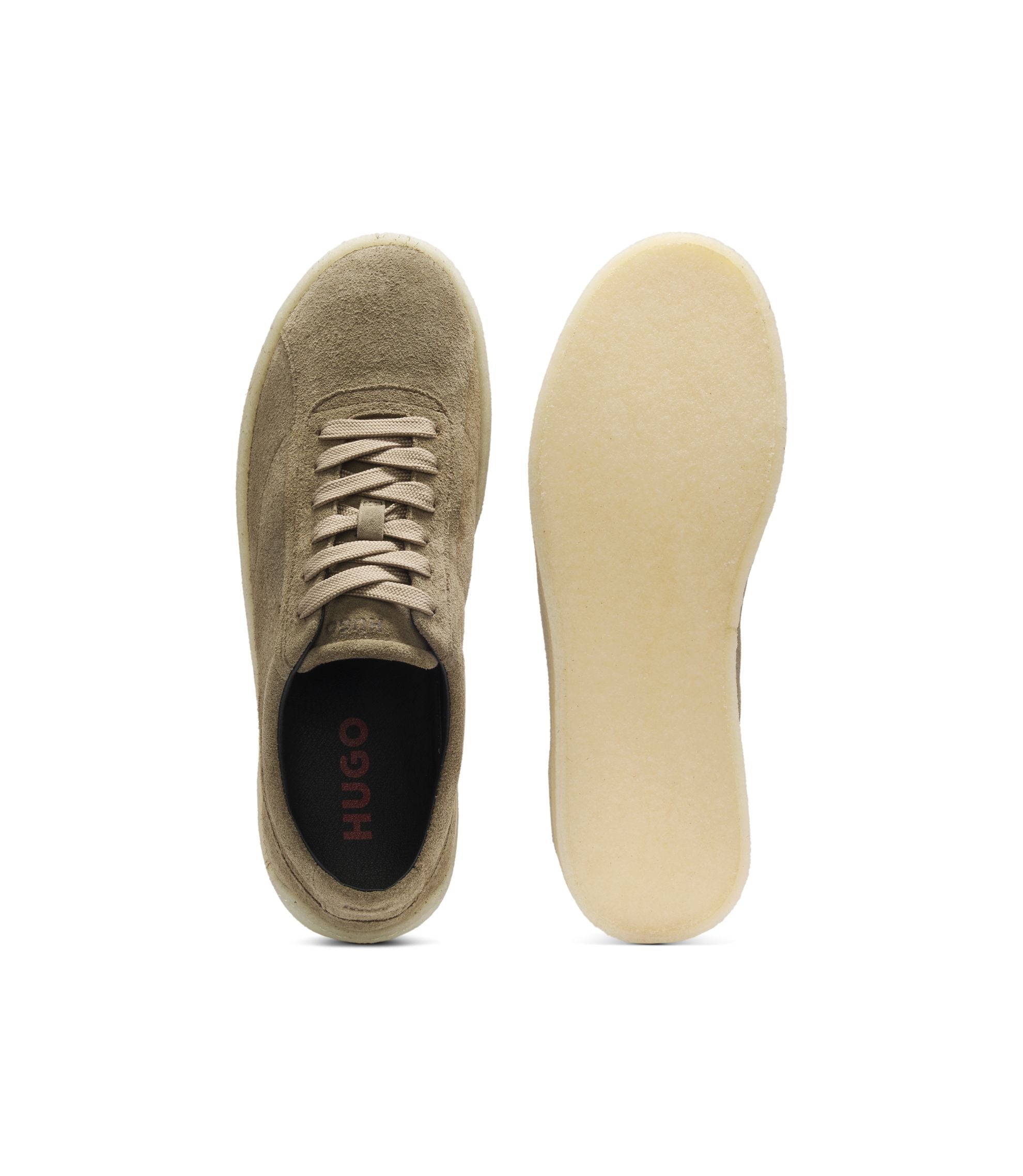 Hugo Suede Derby Shoes With Crepe Rubber Outsole Green Green