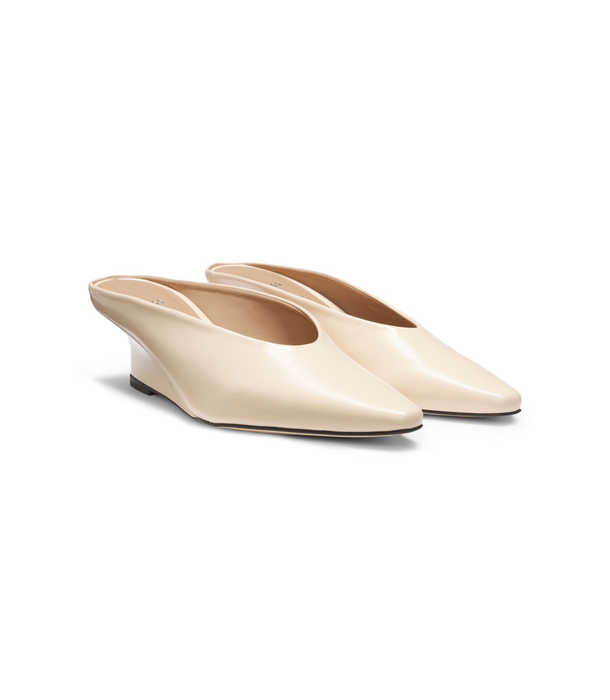 Boss Wedge Heel Mules In Leather White Womens White