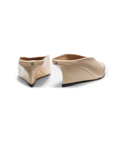 Boss Wedge Heel Mules In Leather White Womens White