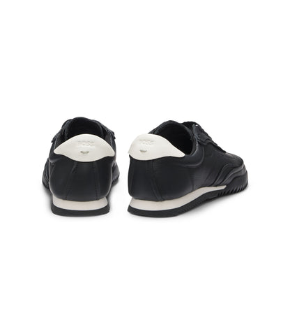 Boss Embossed Logo Trainers In Leather Black Womens Black