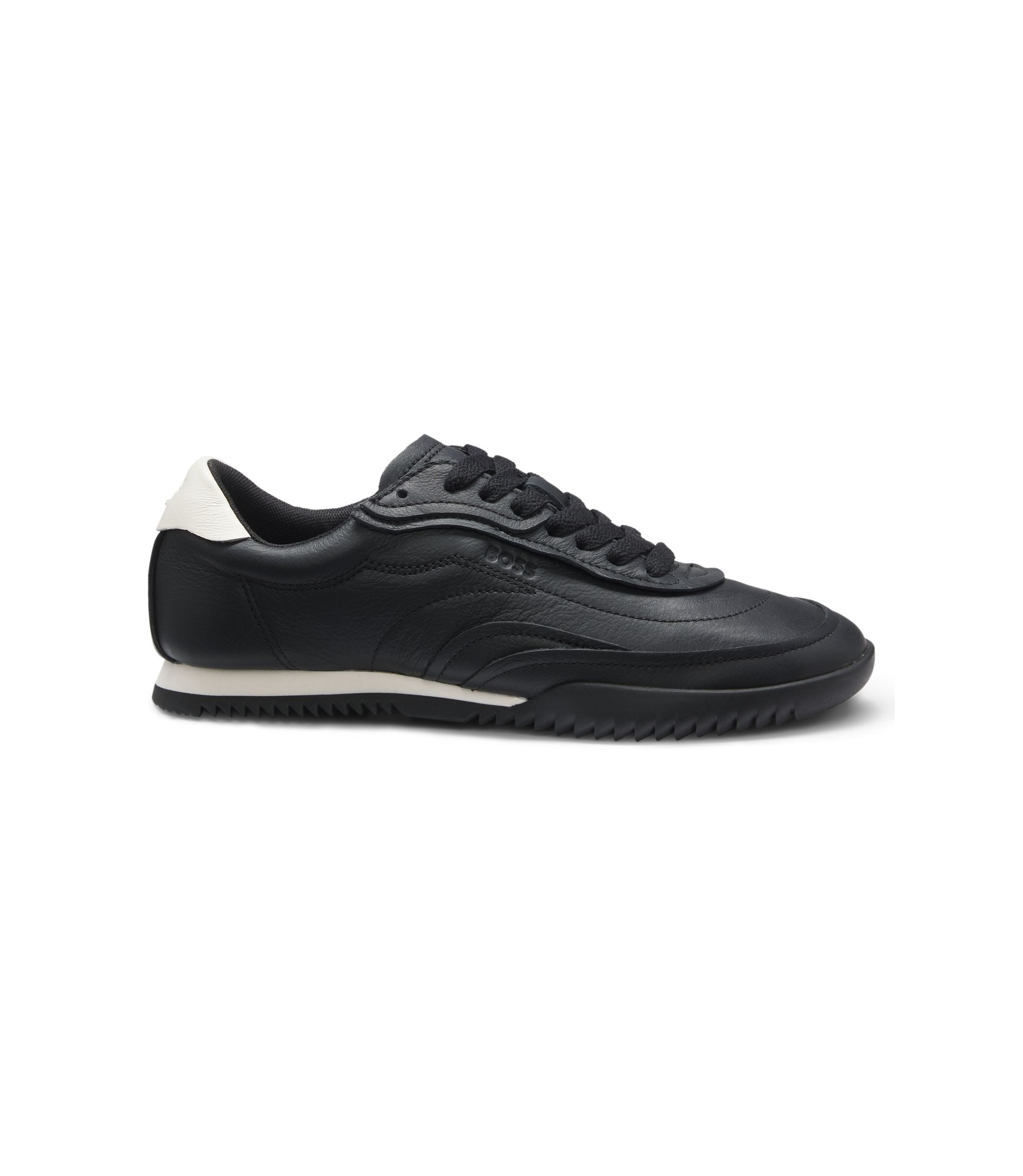 Boss Embossed Logo Trainers In Leather Black Womens Black