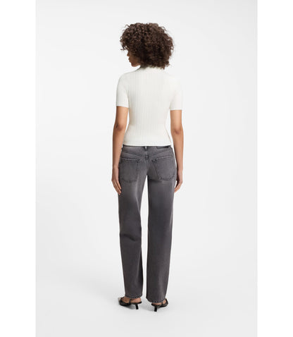 Hugo Slim Fit Ribbed Sweater With Polo Collar White Women's