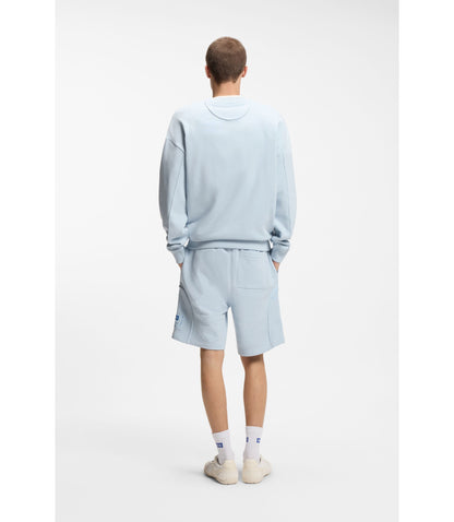 Hugo Logo Label Sweatshirt In A Cotton Blend Light Blue