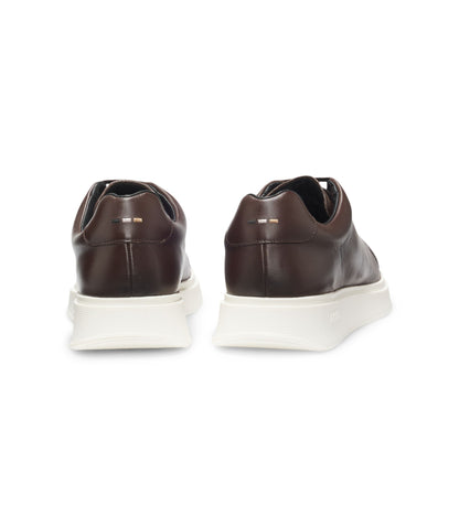 Boss Rubber Sole Trainers In Leather Dark Brown Dark Brown