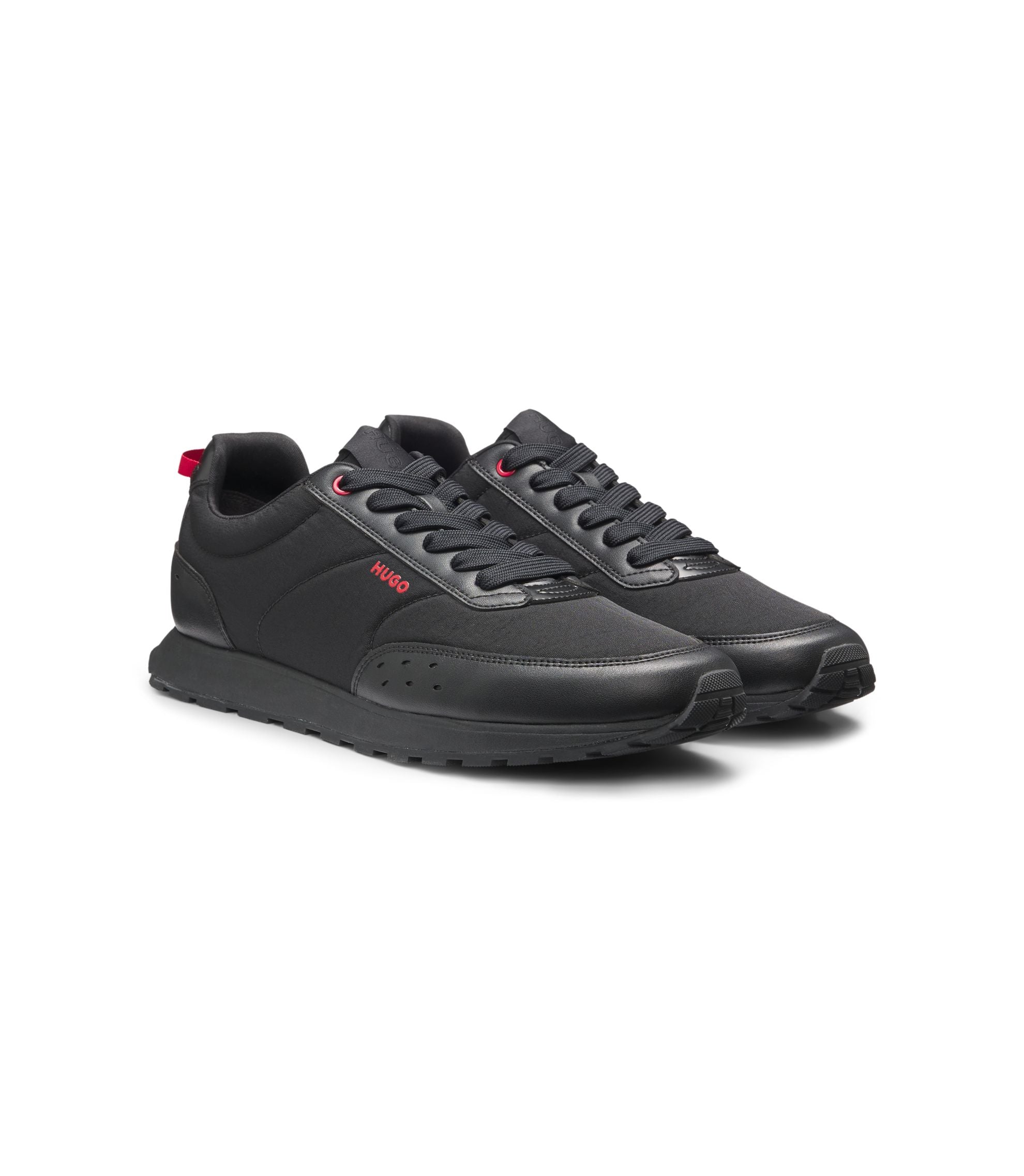 Hugo Running Inspired Trainers With Zigzag Detailing Black Black