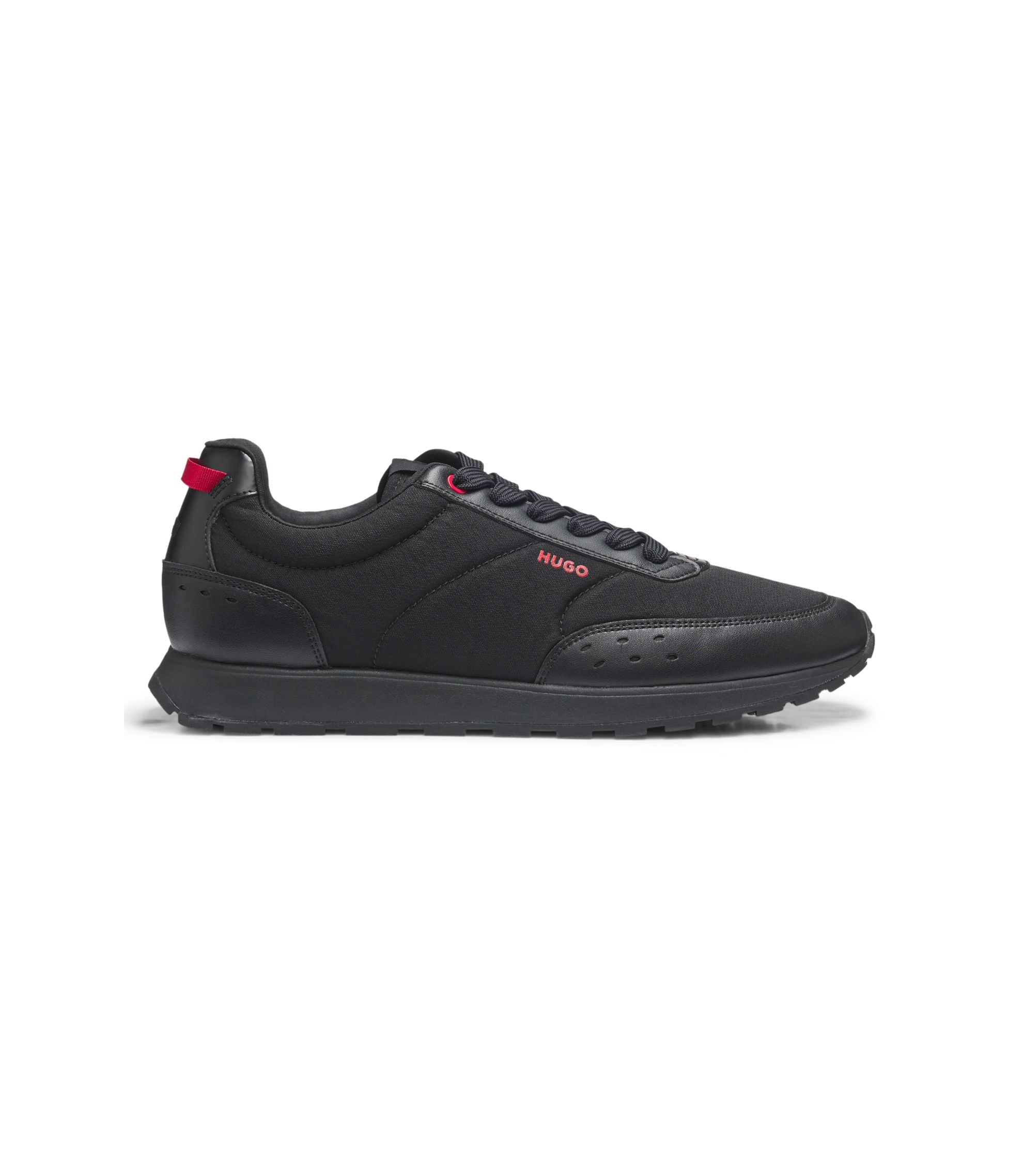 Hugo Running Inspired Trainers With Zigzag Detailing Black Black