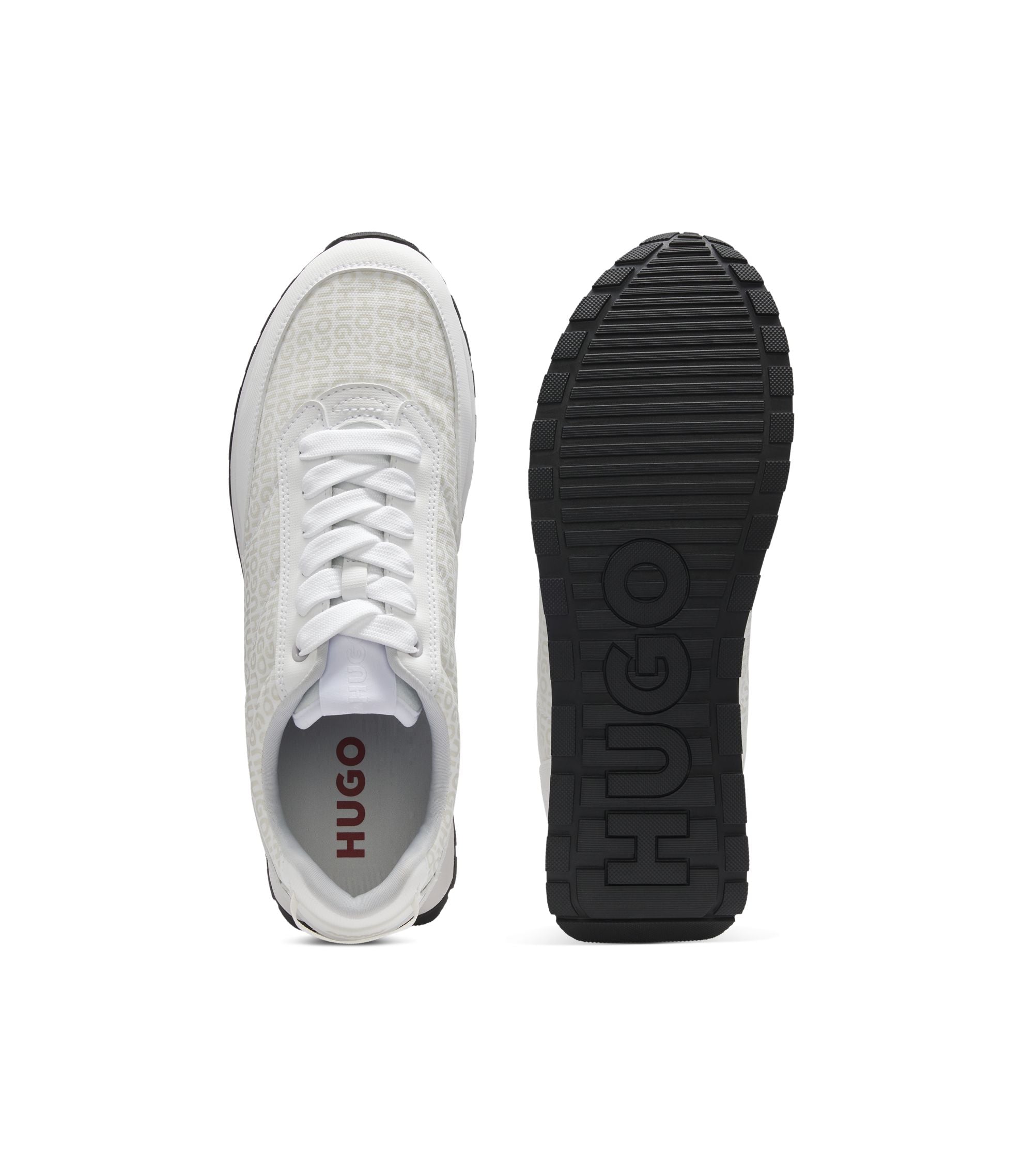 Hugo Low Top Trainers With Monogrammed Uppers White White