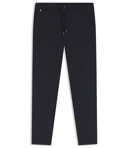 Boss Modern Fit Trousers In A Linen Blend Dark Blue