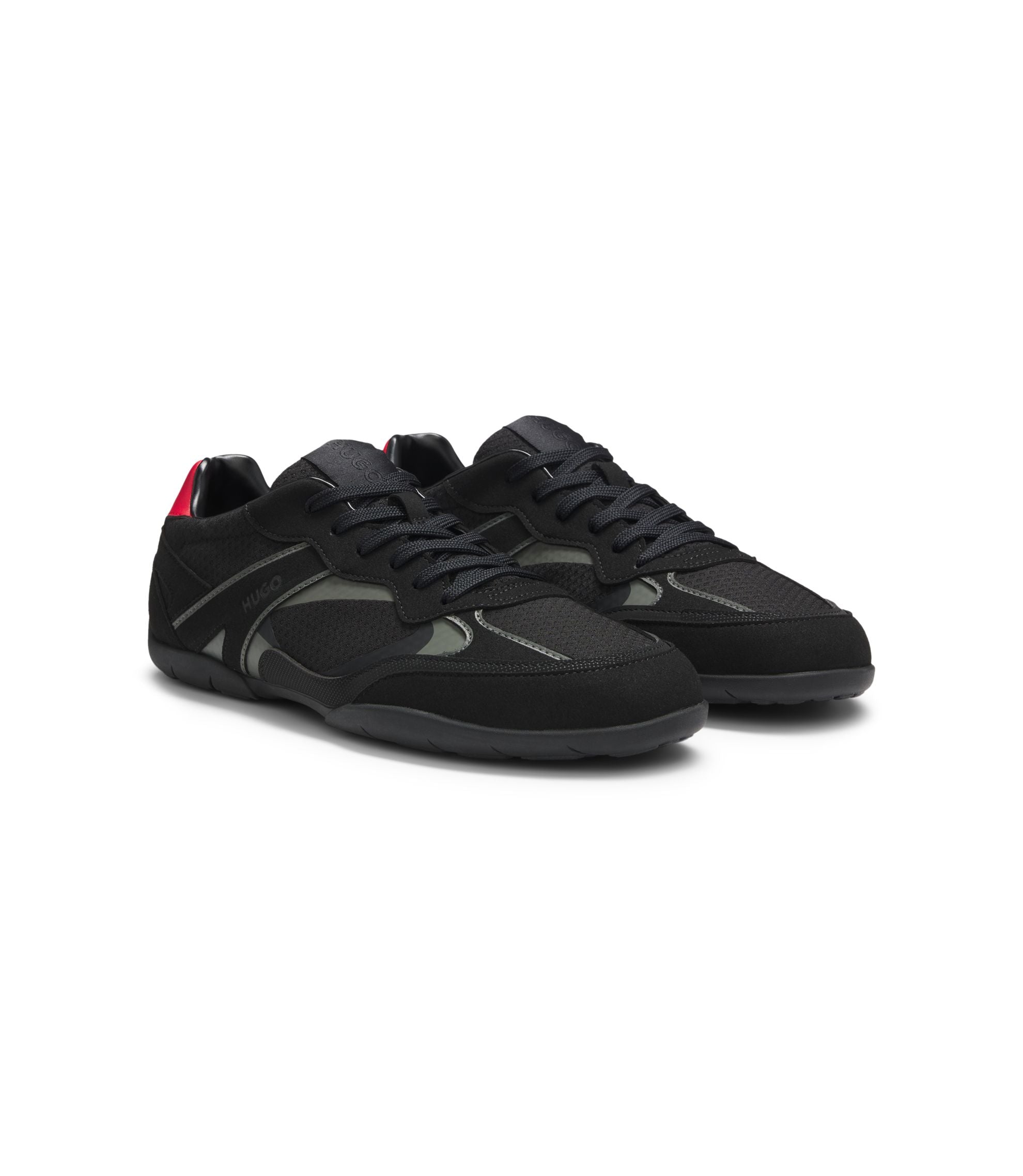 Hugo Trainers In Mesh And Faux Suede Black Black