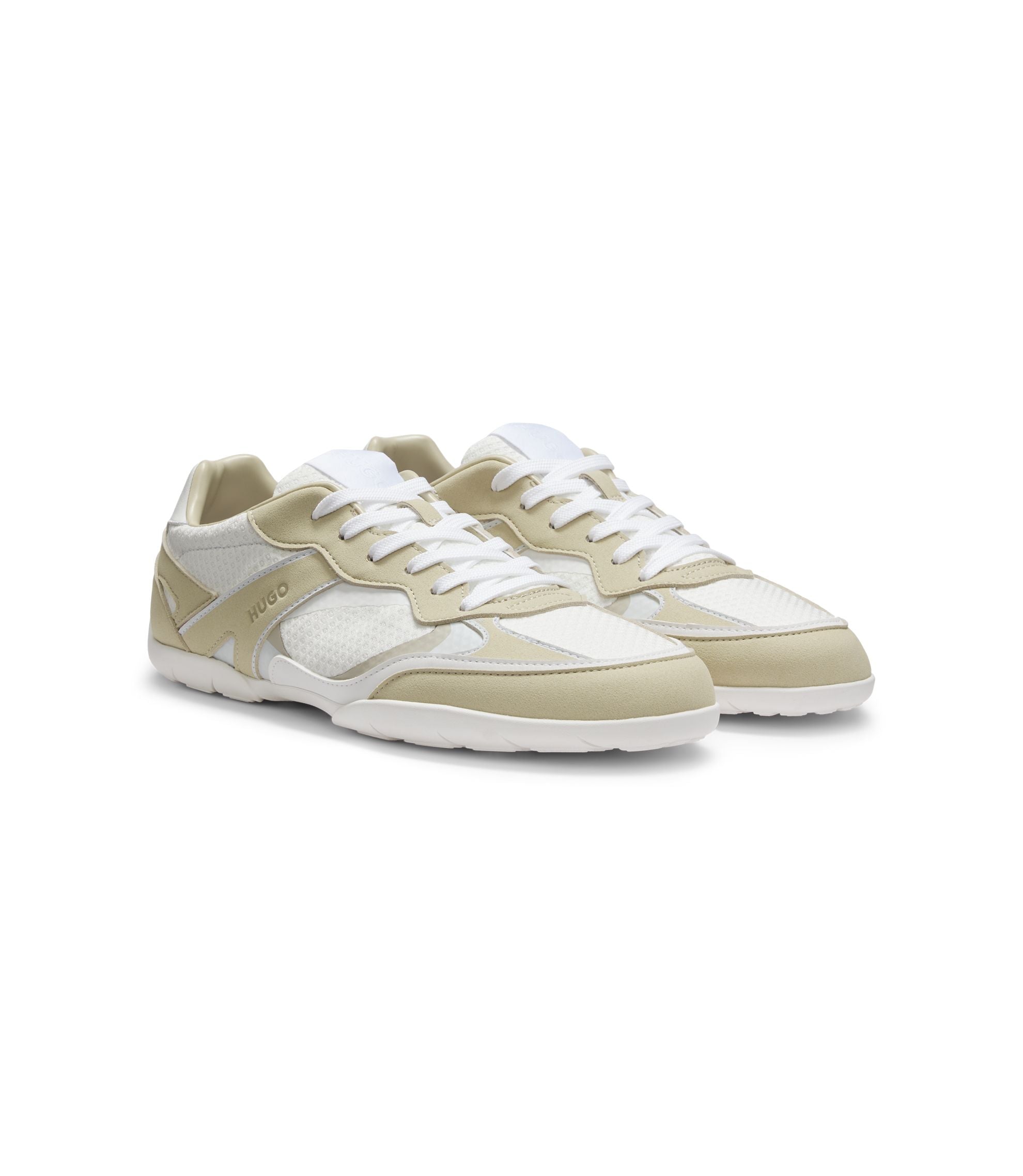 Hugo Trainers In Mesh And Faux Suede White White