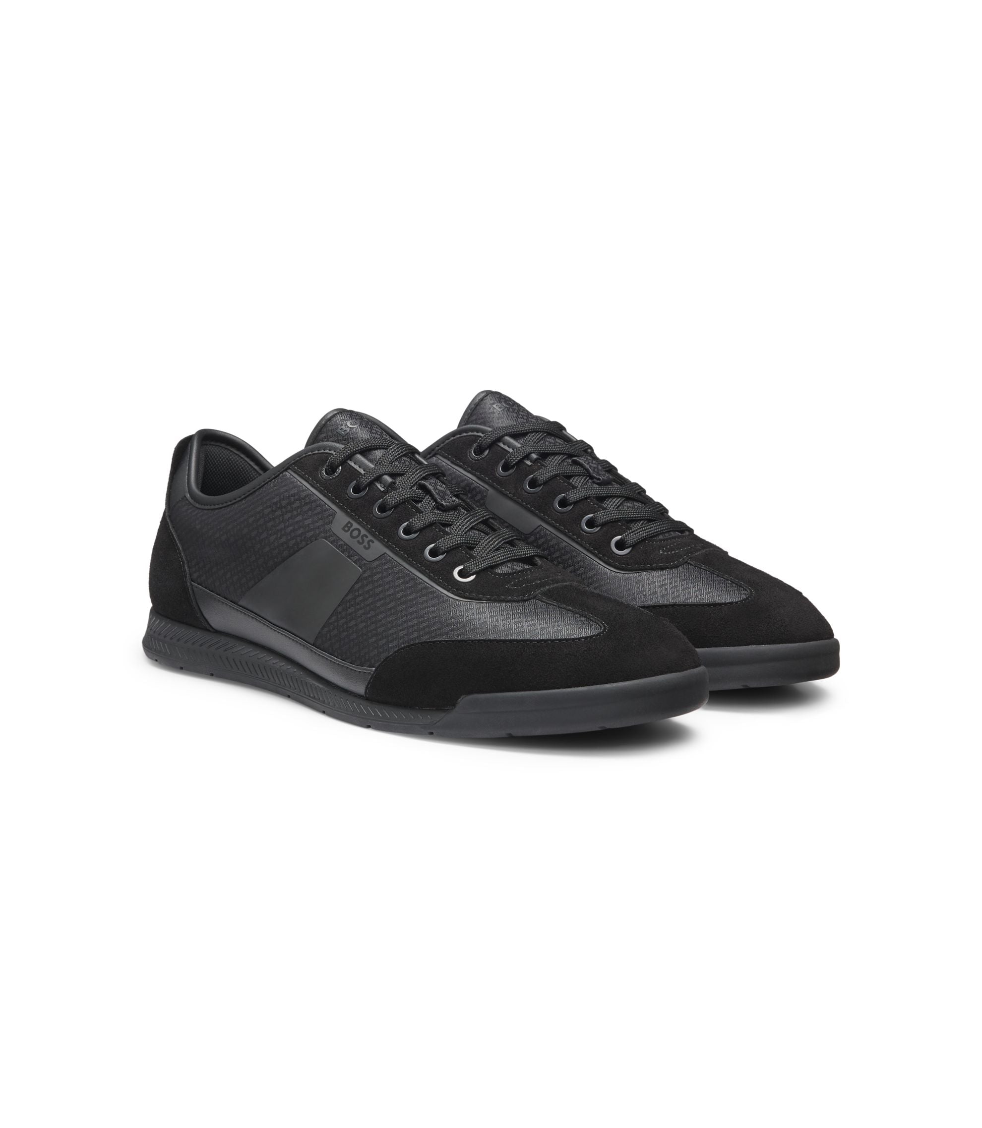 Boss Low Top Trainers With Monogram Jacquard Black Black