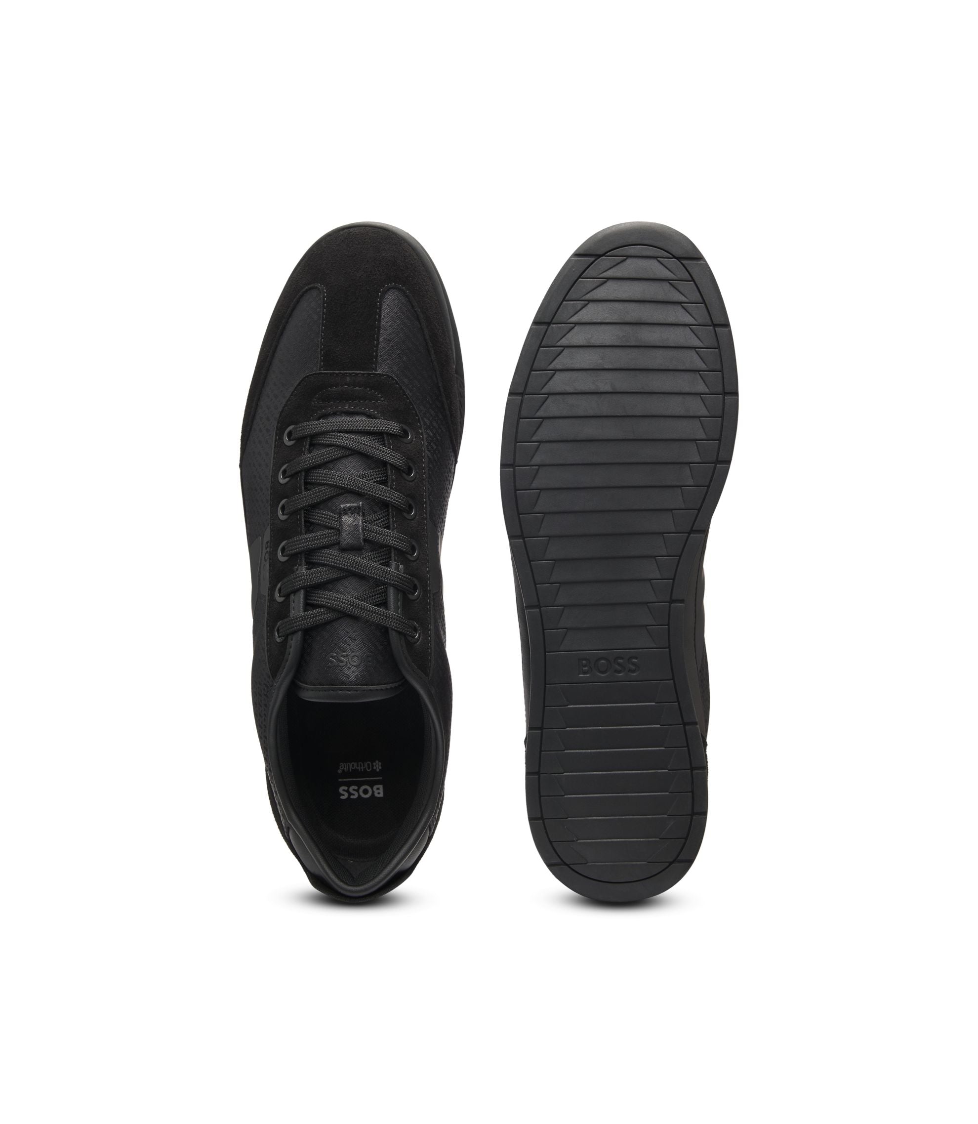 Boss Low Top Trainers With Monogram Jacquard Black Black