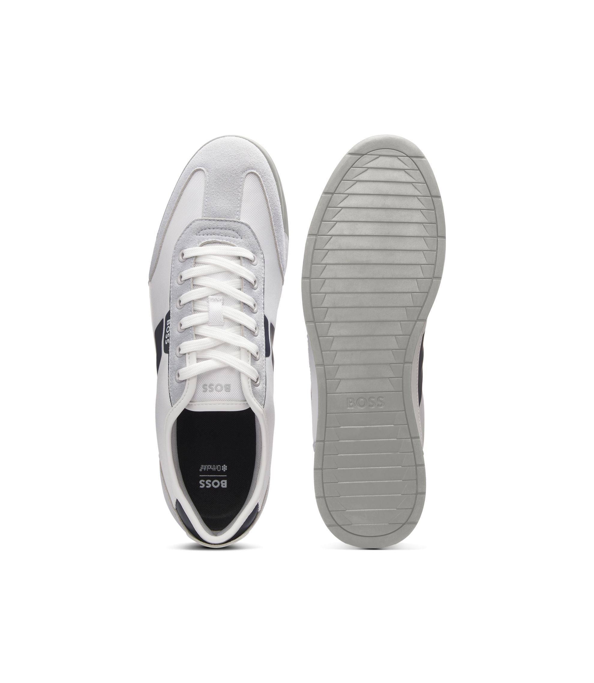 Boss Low Top Trainers With Structured Trims White White