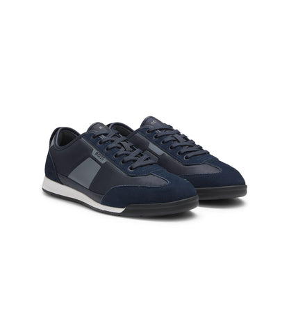 Boss Low Top Trainers With Structured Trims Light Blue Light Blue