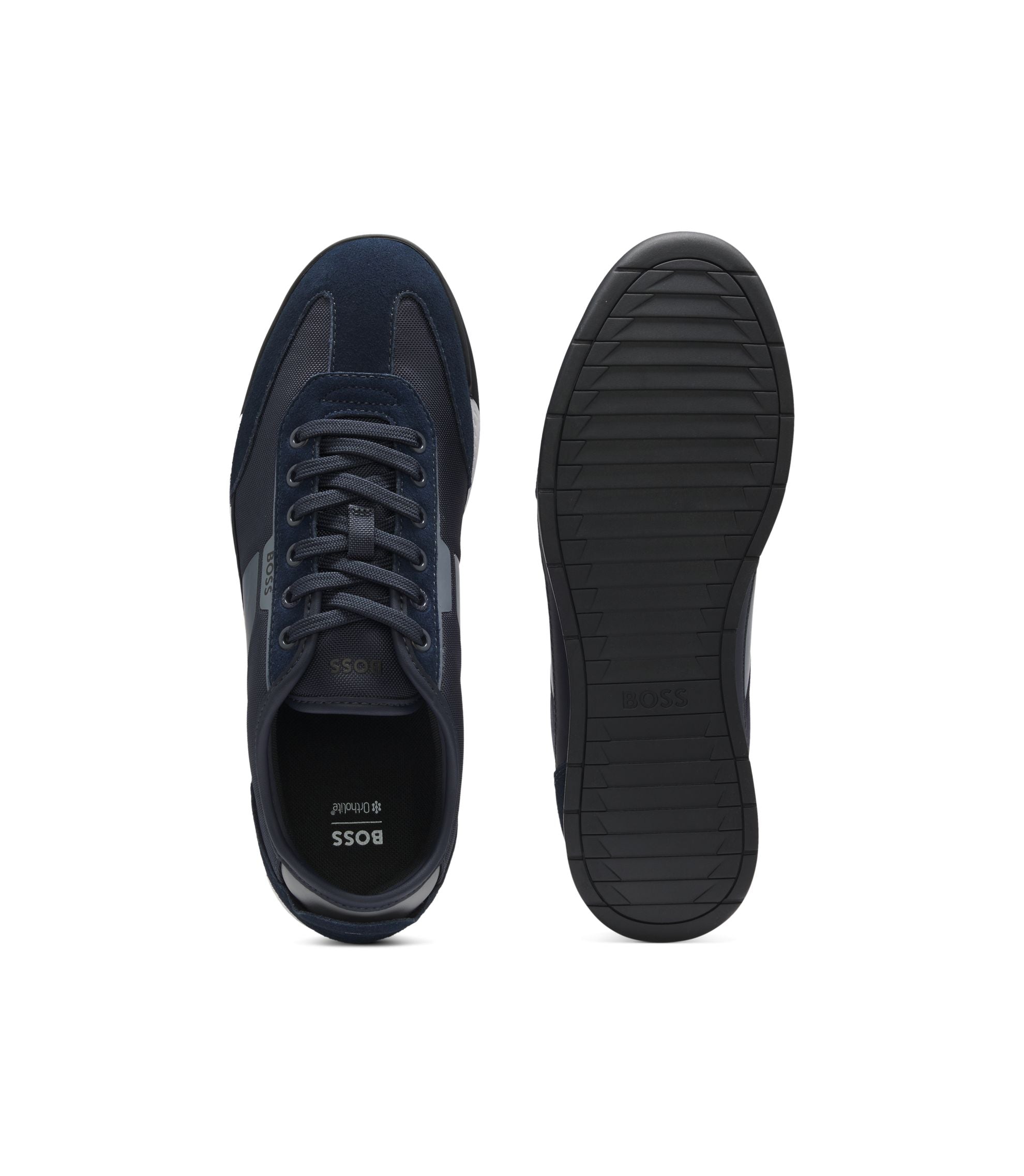Boss Low Top Trainers With Structured Trims Light Blue Light Blue
