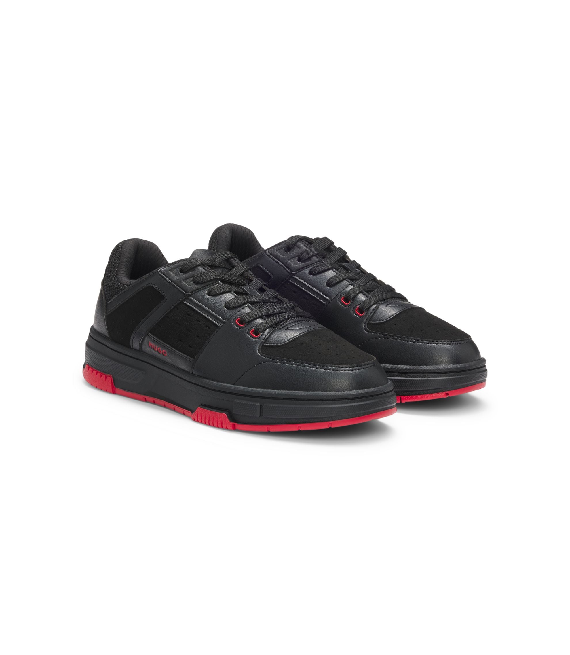 Hugo Trainers With Mesh And Faux Leather Black Black