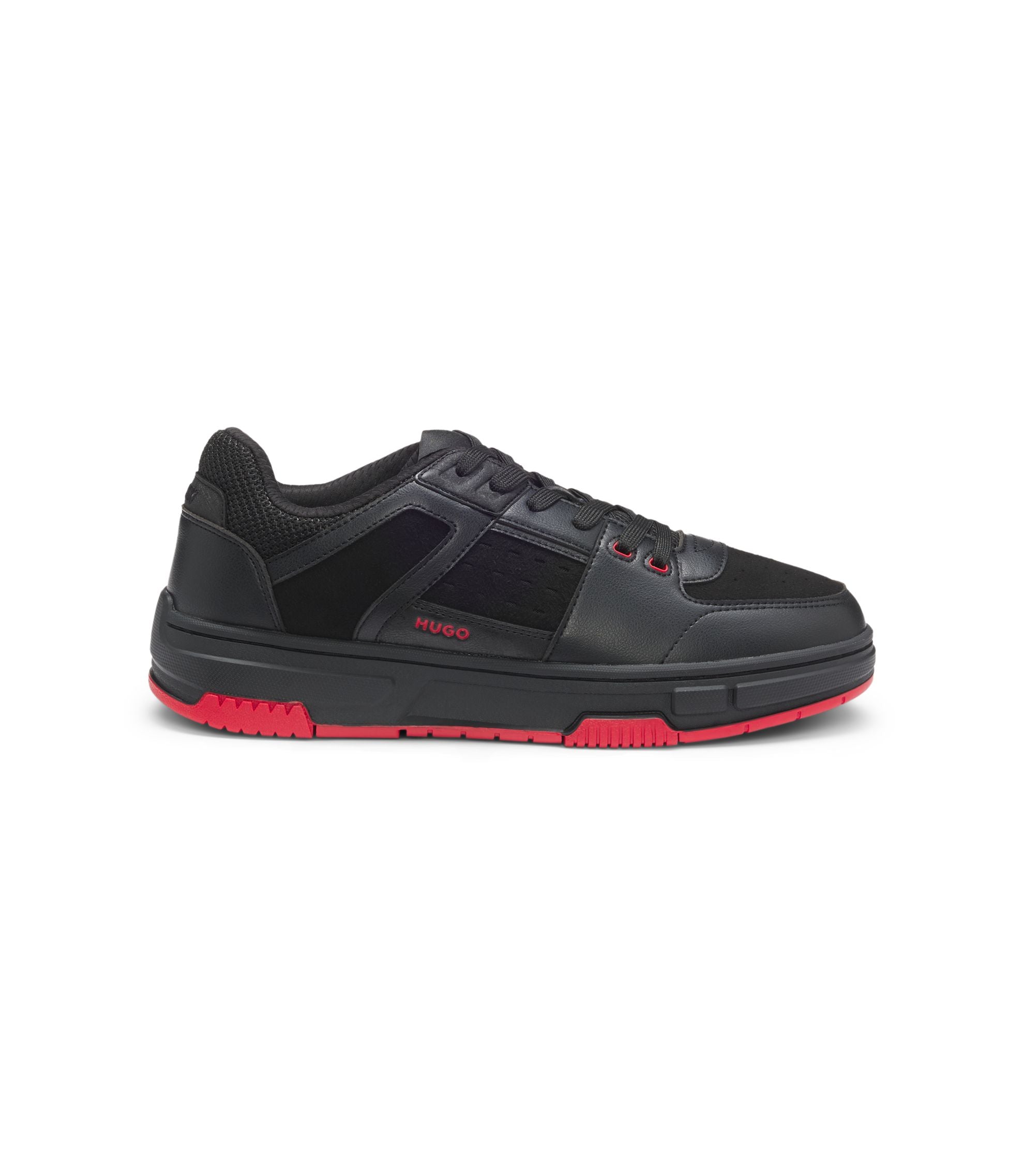 Hugo Trainers With Mesh And Faux Leather Black Black