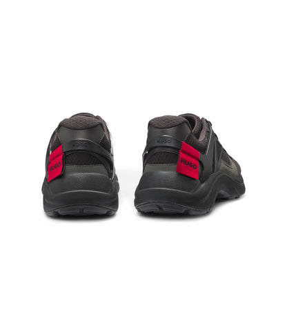 Hugo Heel Spoiler Trainers With Faux Suede Accents Black Black
