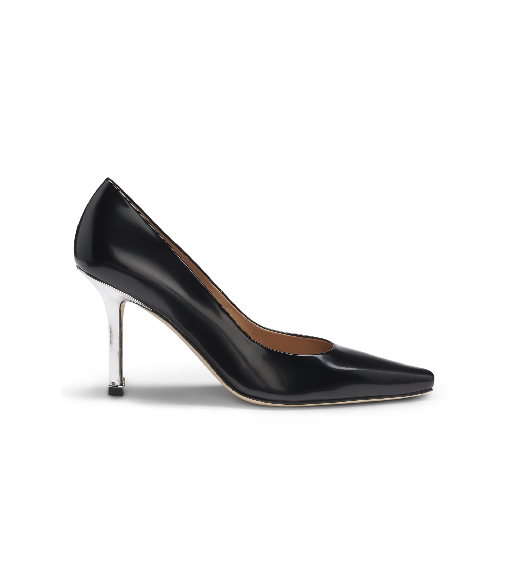 Boss Leather Pumps With Silver Tone Heel Black Womens Black