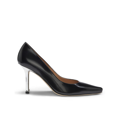 Boss Leather Pumps With Silver Tone Heel Black Womens Black