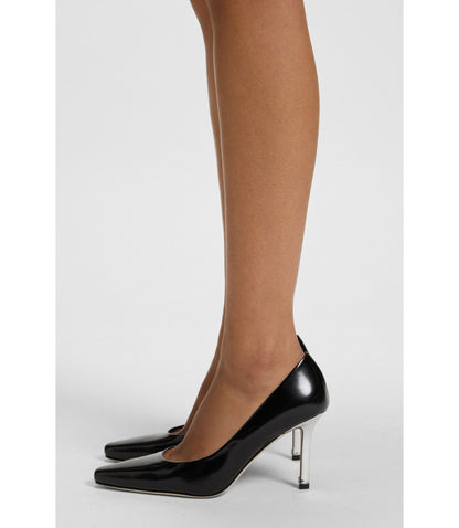 Boss Leather Pumps With Silver Tone Heel Black Womens Black