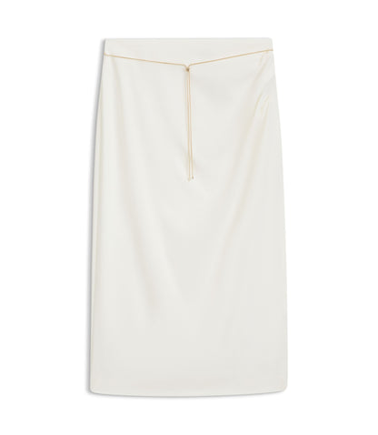 Hugo Pencil Skirt With Gold Tone Chain Belt White Women's