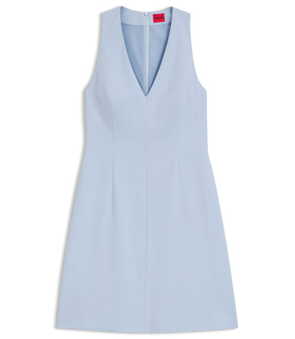 Hugo V Neck Dress With Seam Details Light Blue Women's