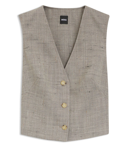 Boss Cropped Waistcoat In A Wool Blend Patterned Women's