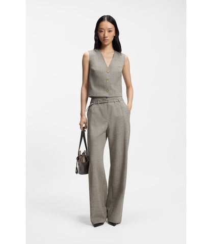 Boss Cropped Waistcoat In A Wool Blend Patterned Women's