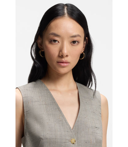 Boss Cropped Waistcoat In A Wool Blend Patterned Women's