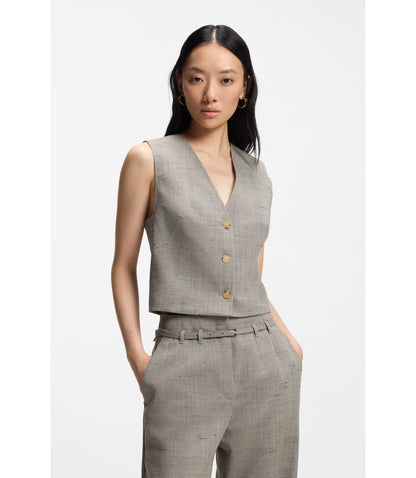 Boss Cropped Waistcoat In A Wool Blend Patterned Women's
