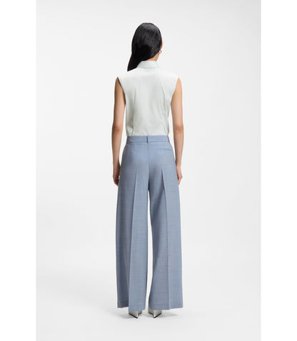 Boss Sleeveless Slim Fit Blouse In A Cotton Blend Light Blue Women's