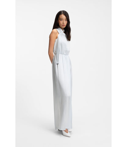Boss One Shoulder Jumpsuit With Wrap Effect Front Light Blue Women's
