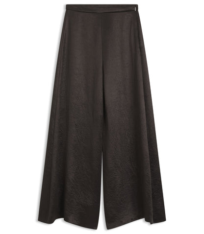 Boss Relaxed Fit Trousers In Lustrous Twill Dark Brown Women's
